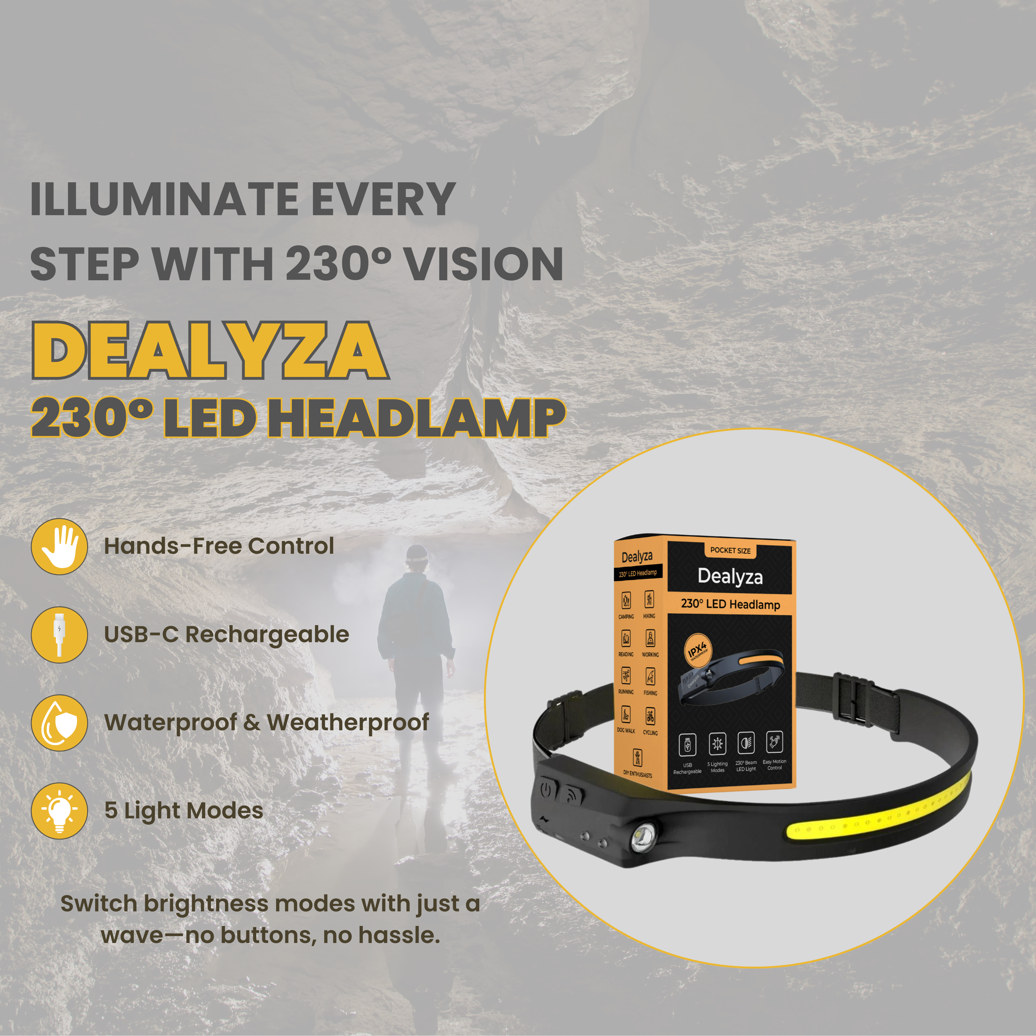 Dealyza 230° LED Headlamp